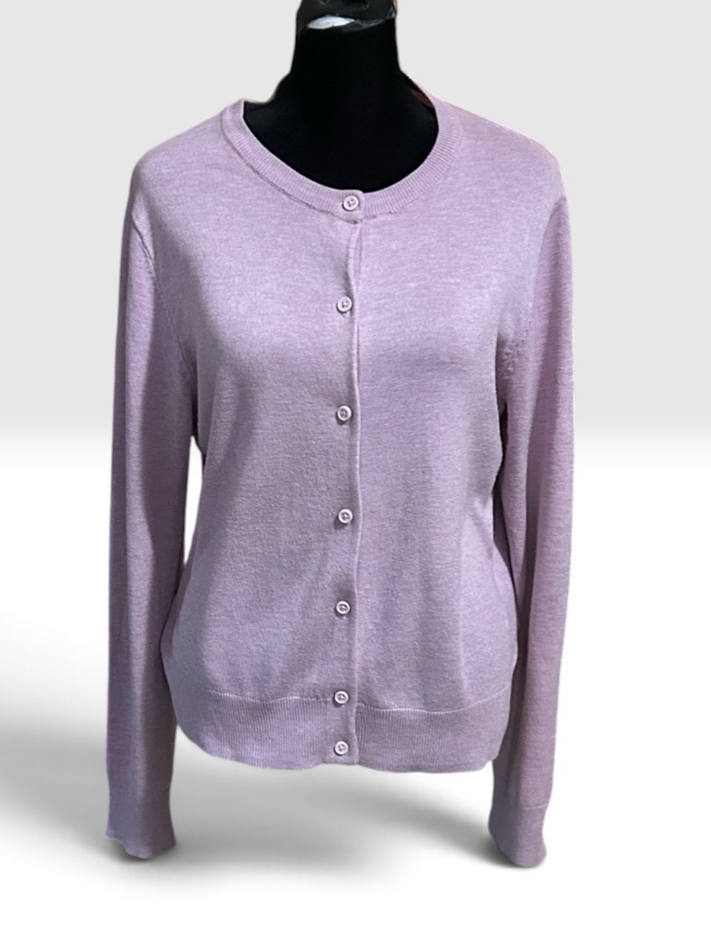 H&M Light Button-Front Crewneck Cardigan